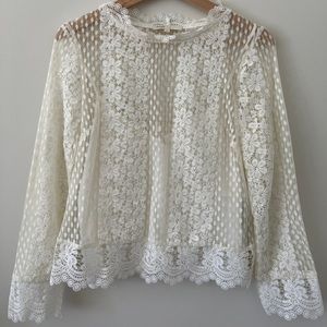 Maje lace top, white, size 2